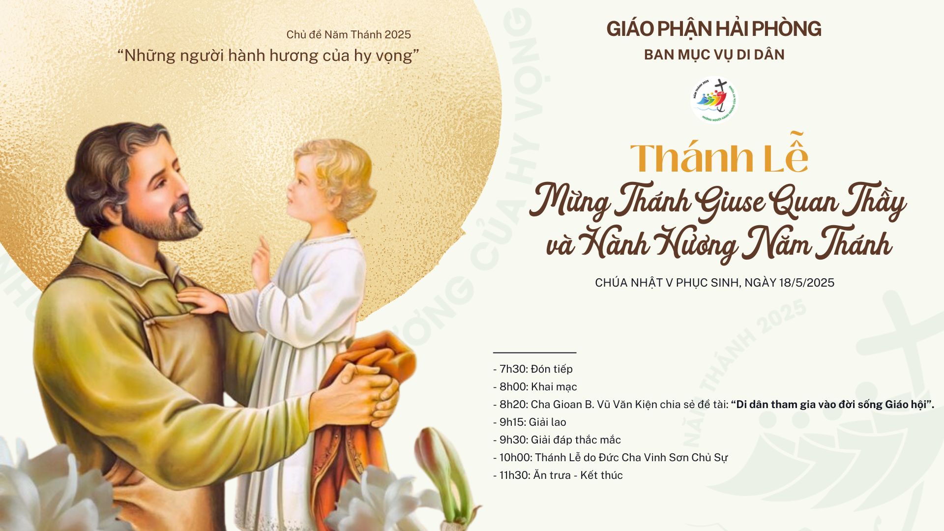 Trực tuyến: Ban Mục Vụ Di Dân - Lễ Thánh Giuse Quan thầy và hành hương Năm Thánh |18-5-2025|